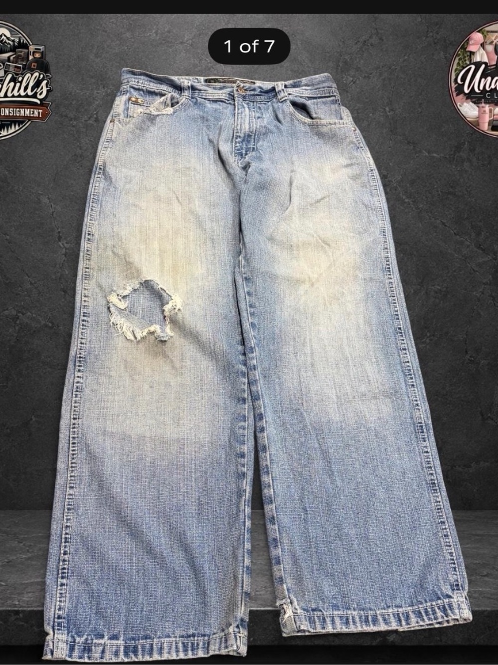 Y2K South Pole Light Blue Wide-Leg Distressed Jeans